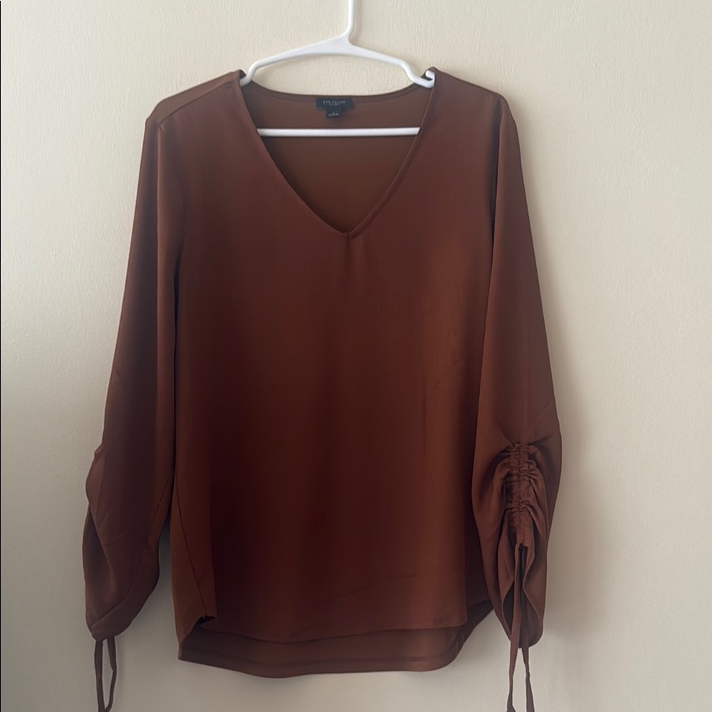 Ann Taylor Red Relaxed 3/4 Sleeve Blouse